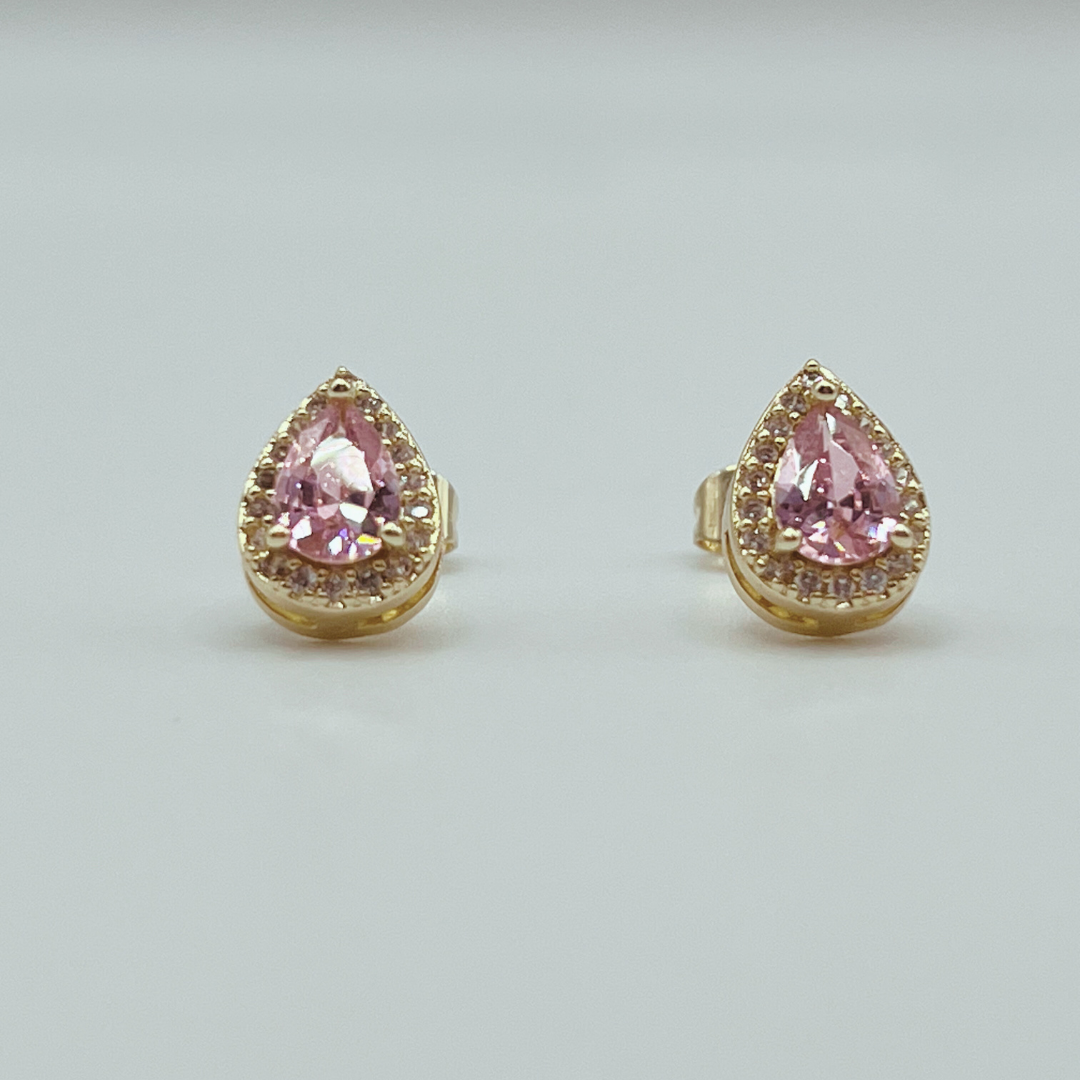 Aretes gotas rosa