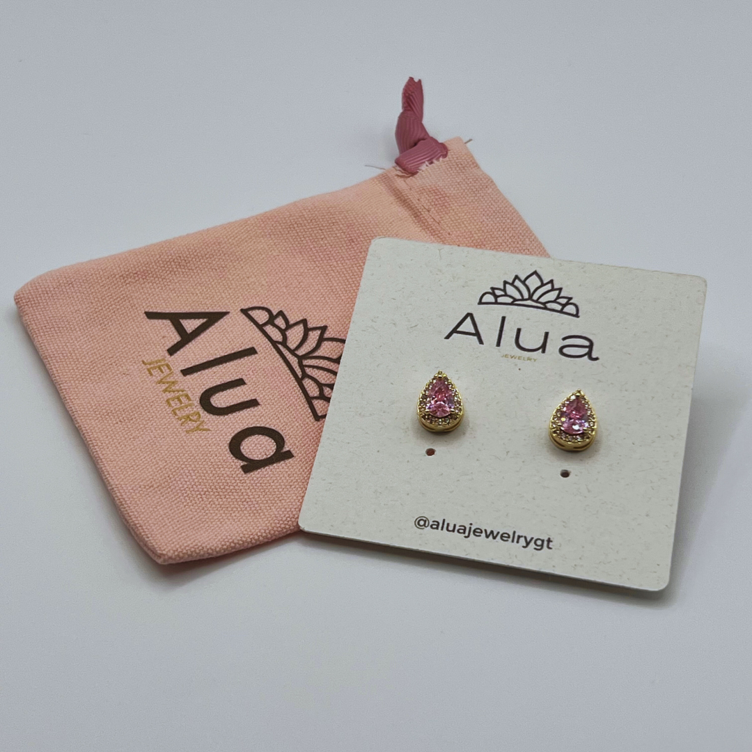 Aretes gotas rosa