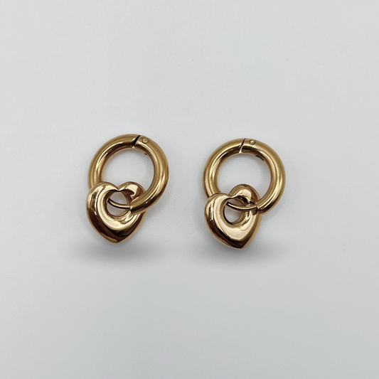 Aretes Argollas con Corazón Gold