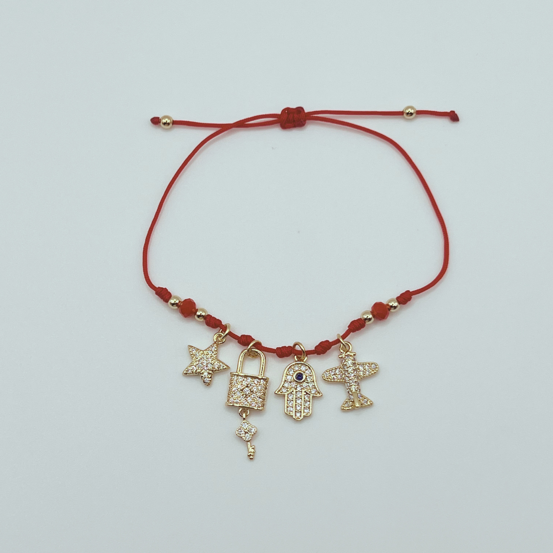 Pulsera Hilo Rojo con Dijes