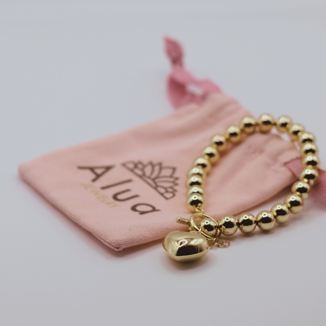 Pulsera Dije corazón Dorado