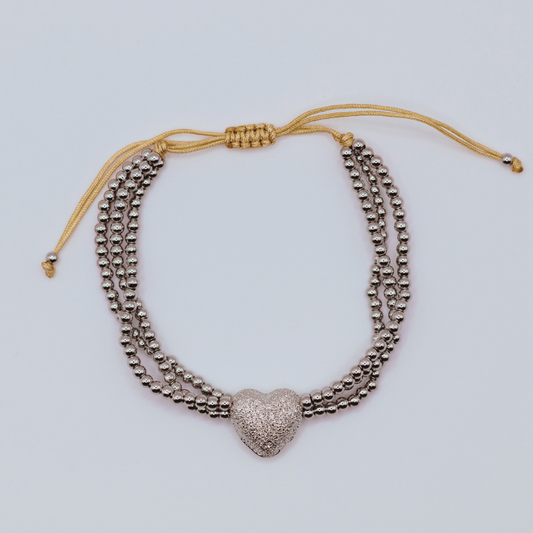 Pulsera balines corazón Silver