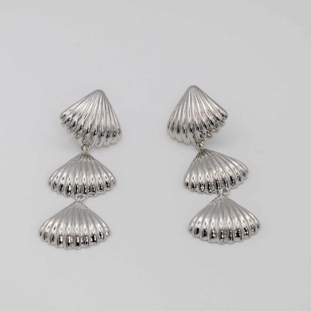 Aretes Largo Concha Silver