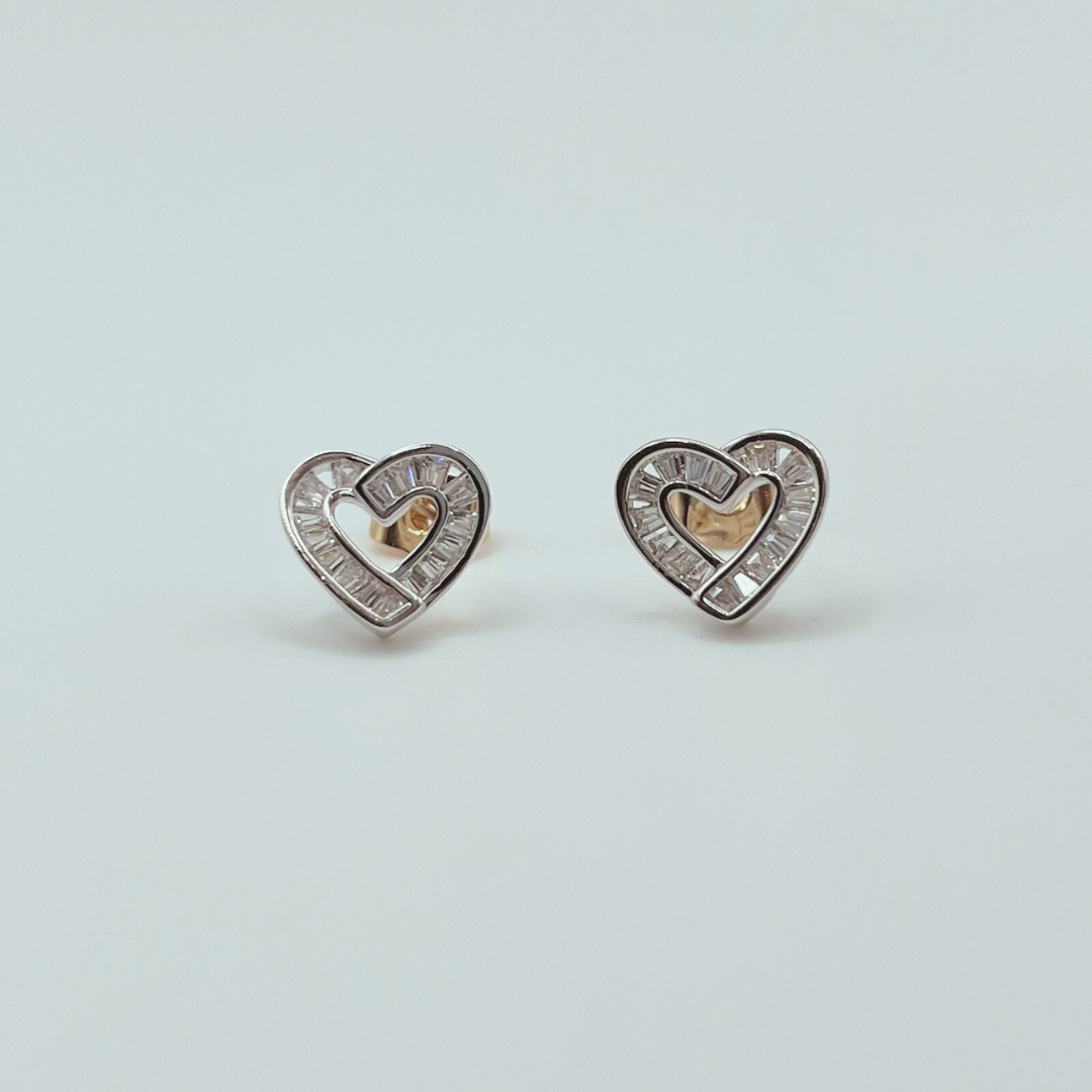 Aretes Corazón y Zircones Silver