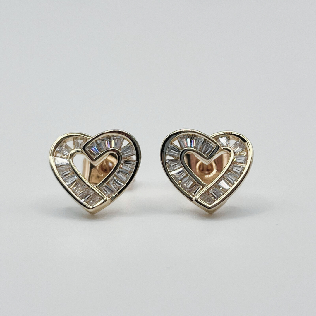 Aretes Corazón y Zircones Gold