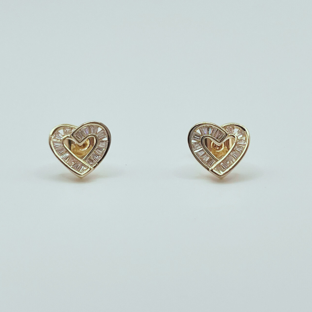 Aretes Corazón y Zircones Gold