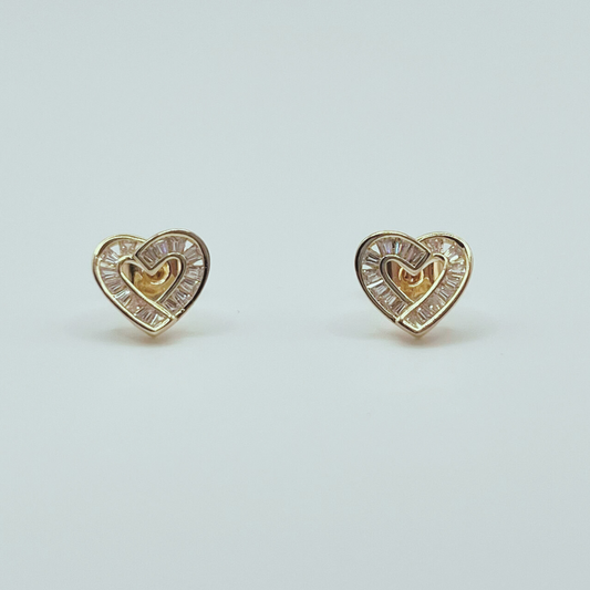 Aretes Corazón y Zircones Gold