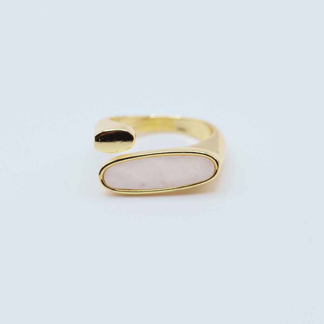 Anillo Rectangular Nácar Dorado