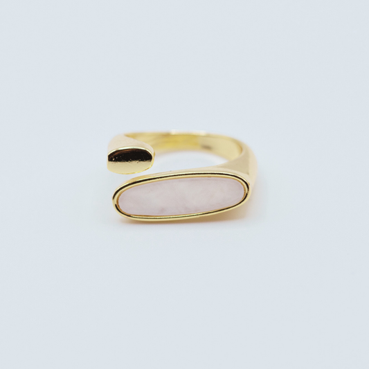 Anillo Rectangular Nácar Dorado