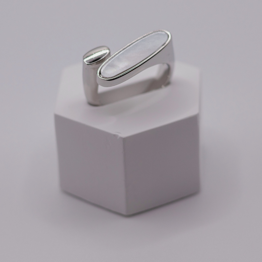 Anillo Rectangular Nácar Silver