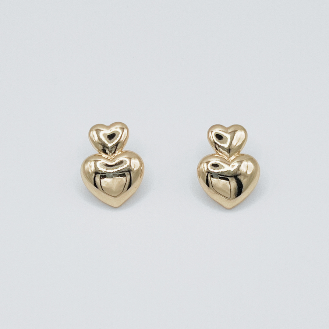 Aretes Doble corazón Gold