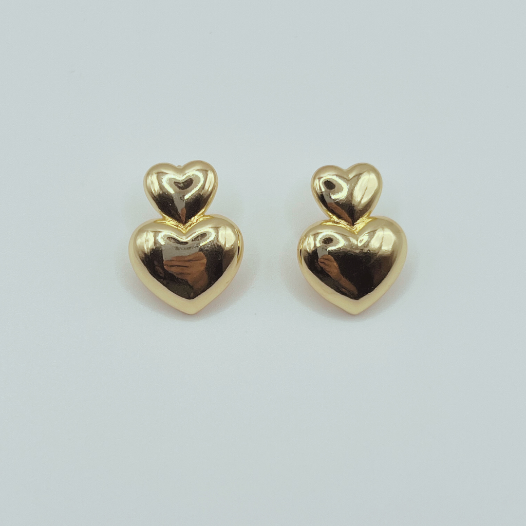 Aretes Doble corazón Gold