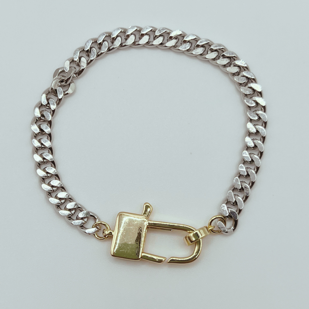 Pulsera Cadena con Candado Gold&Silver