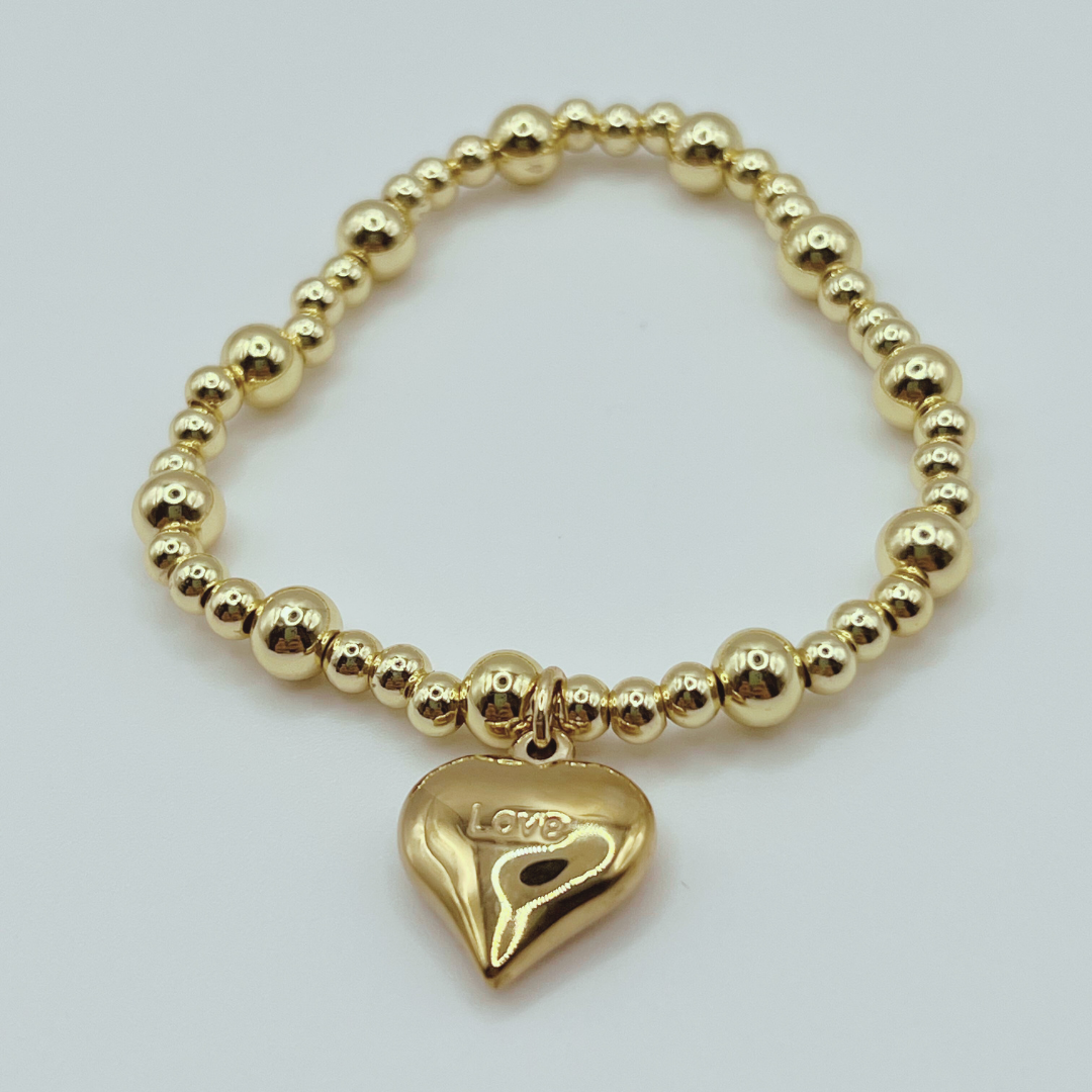 Pulsera Pepas Corazón Gold