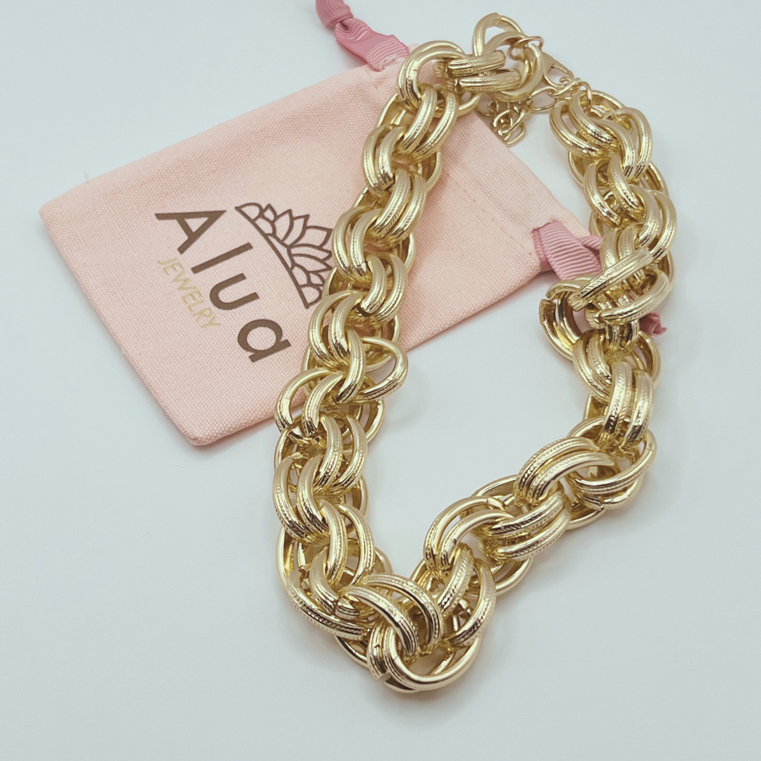 Collar tejido Maxi cadena Gold