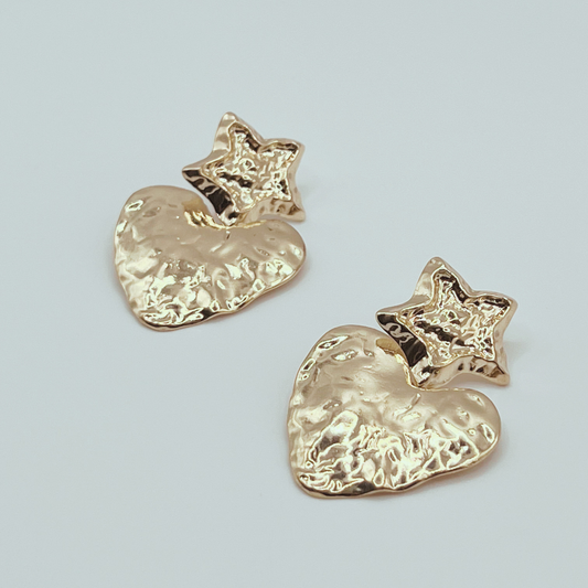 Aretes Corazones Gold Grandes