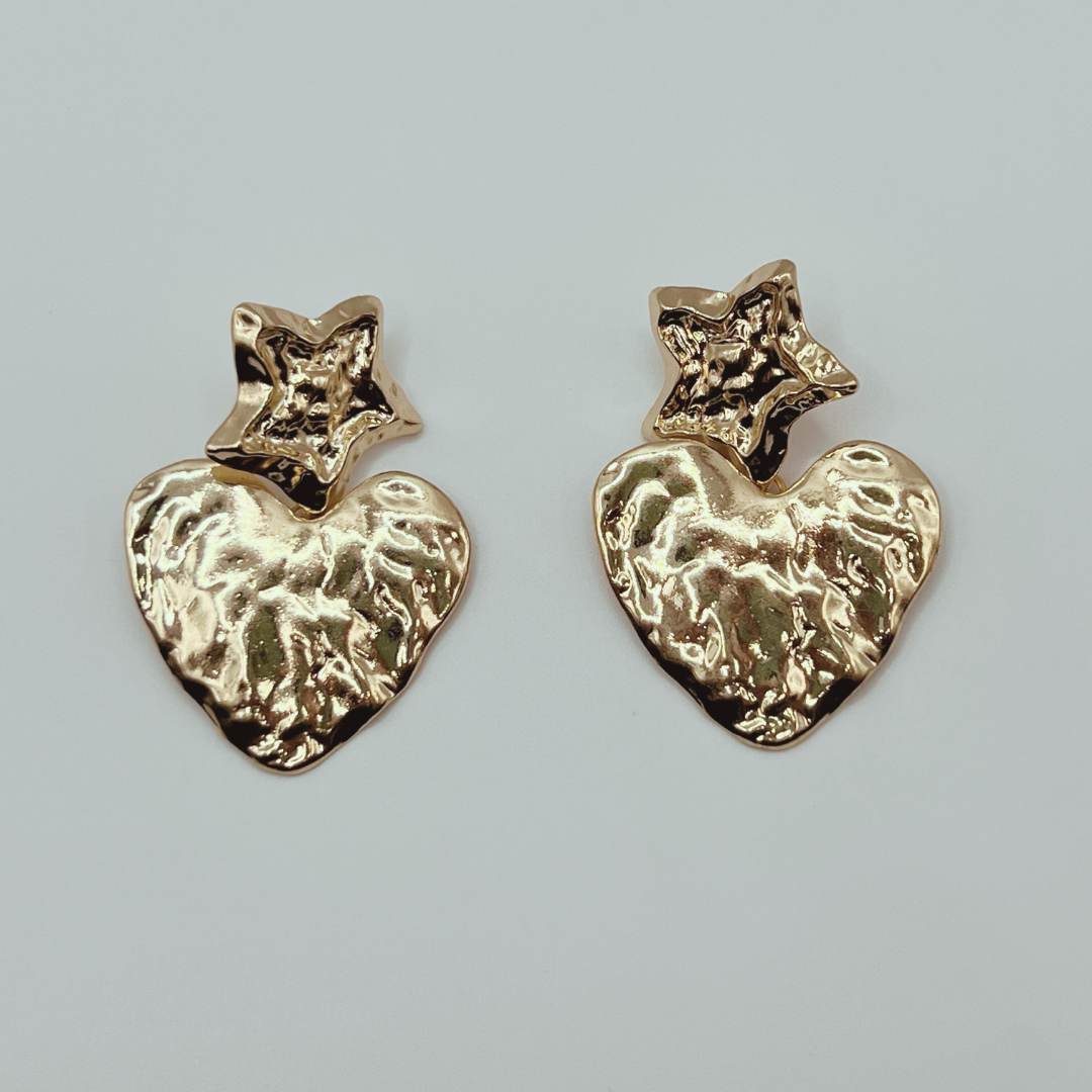 Aretes Corazones Gold Grandes