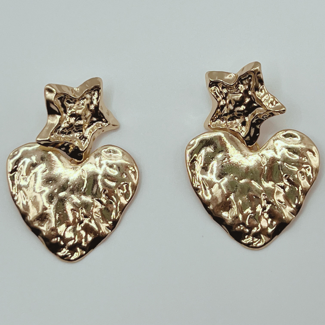 Aretes Corazones Gold Grandes