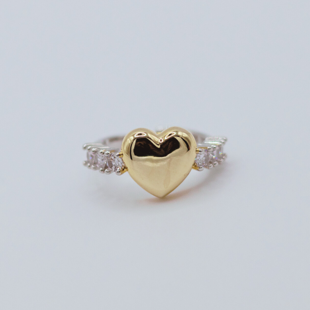 Anillo Corazon Dorado y Silver