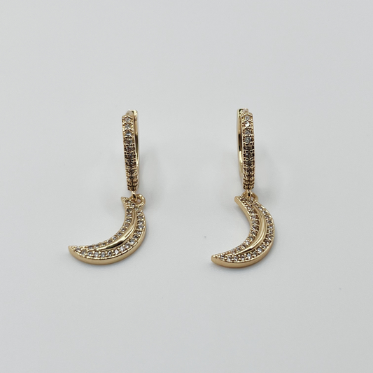 Aretes Luna con Zircones aros