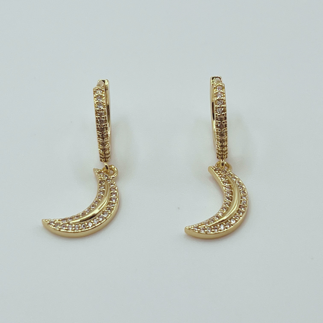 Aretes Luna con Zircones aros