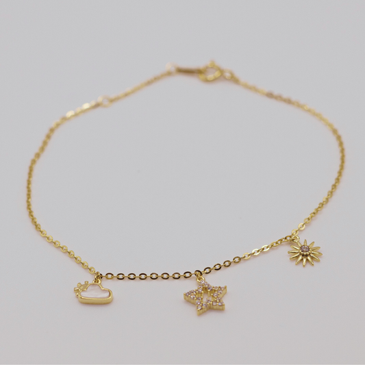 Pulsera nube, estrella y sol