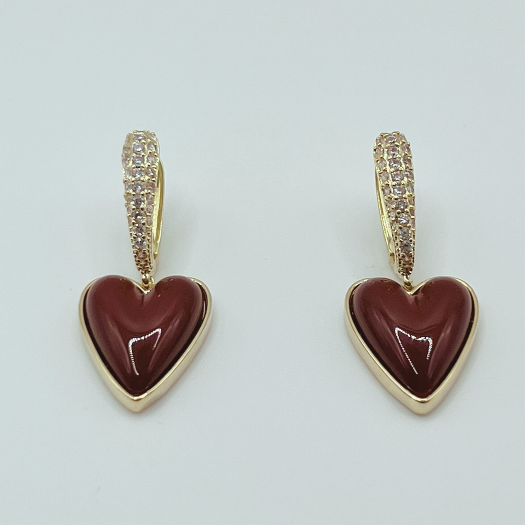 Aretes Corazón Rojo