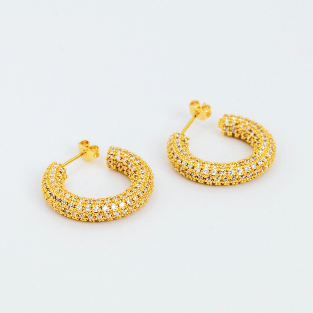 Aretes Argolla Gold con Zircones