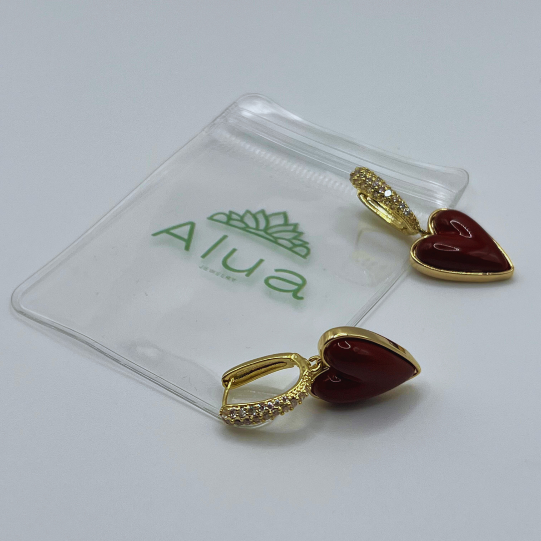 Aretes Corazón Rojo