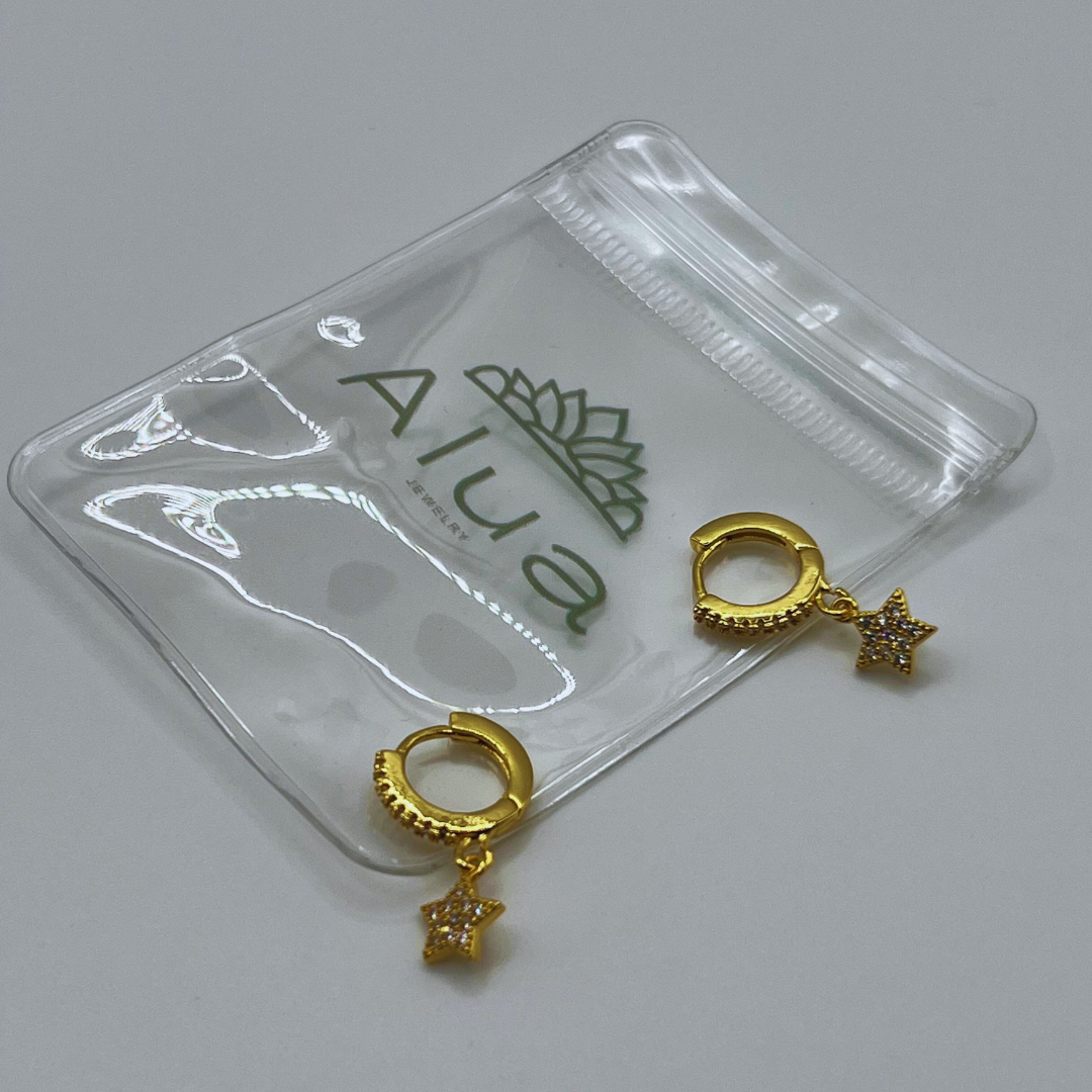 Aretes Argolla Estrella con Brillante