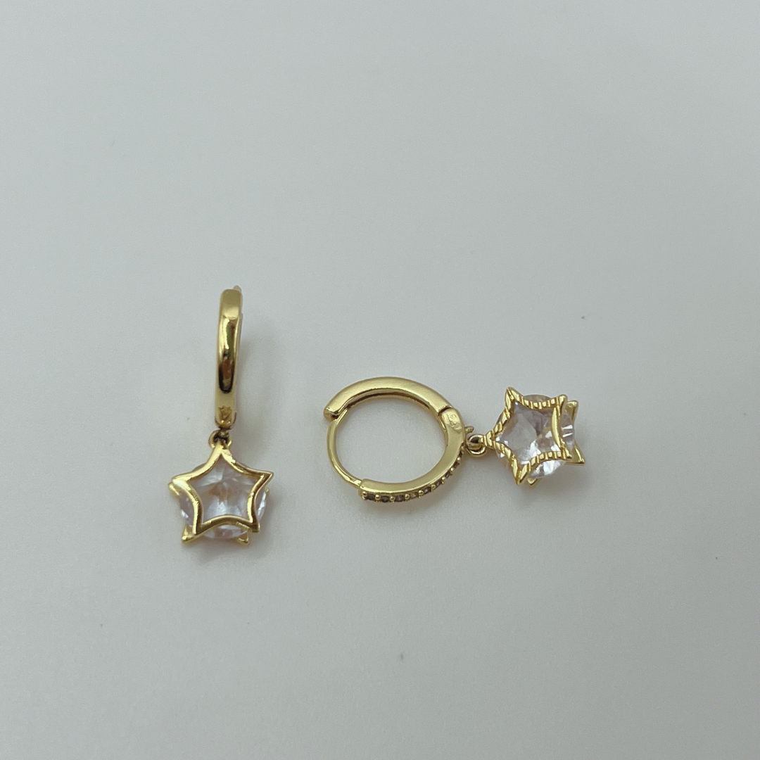 Aretes argolla Estrella con zircone mini