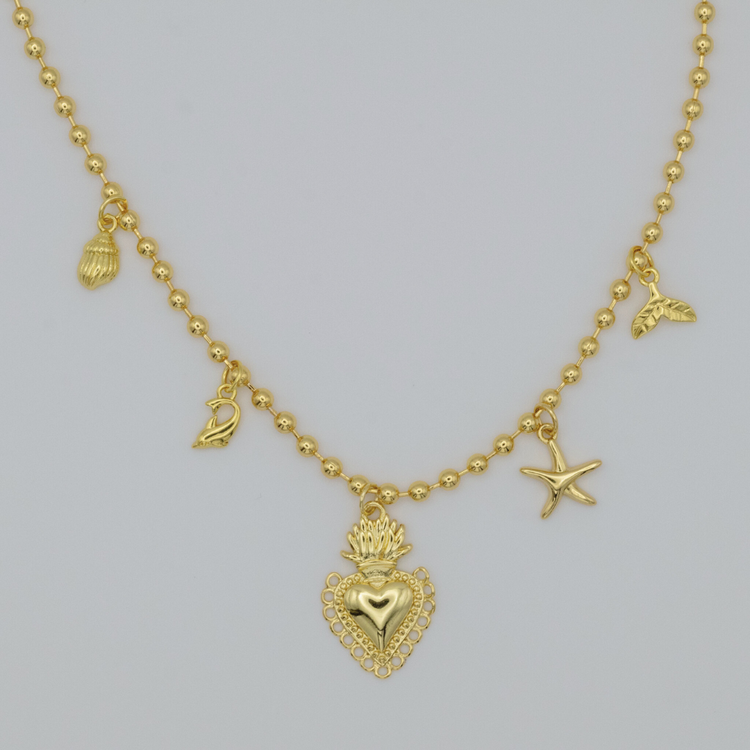 Collar Corazones Flame con dijes