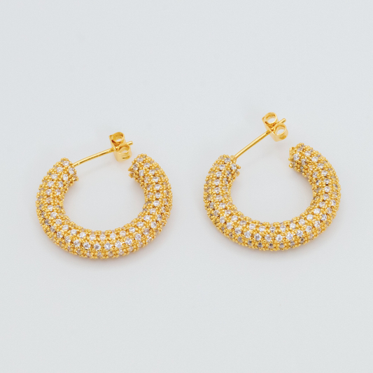 Aretes Argolla Gold con Zircones