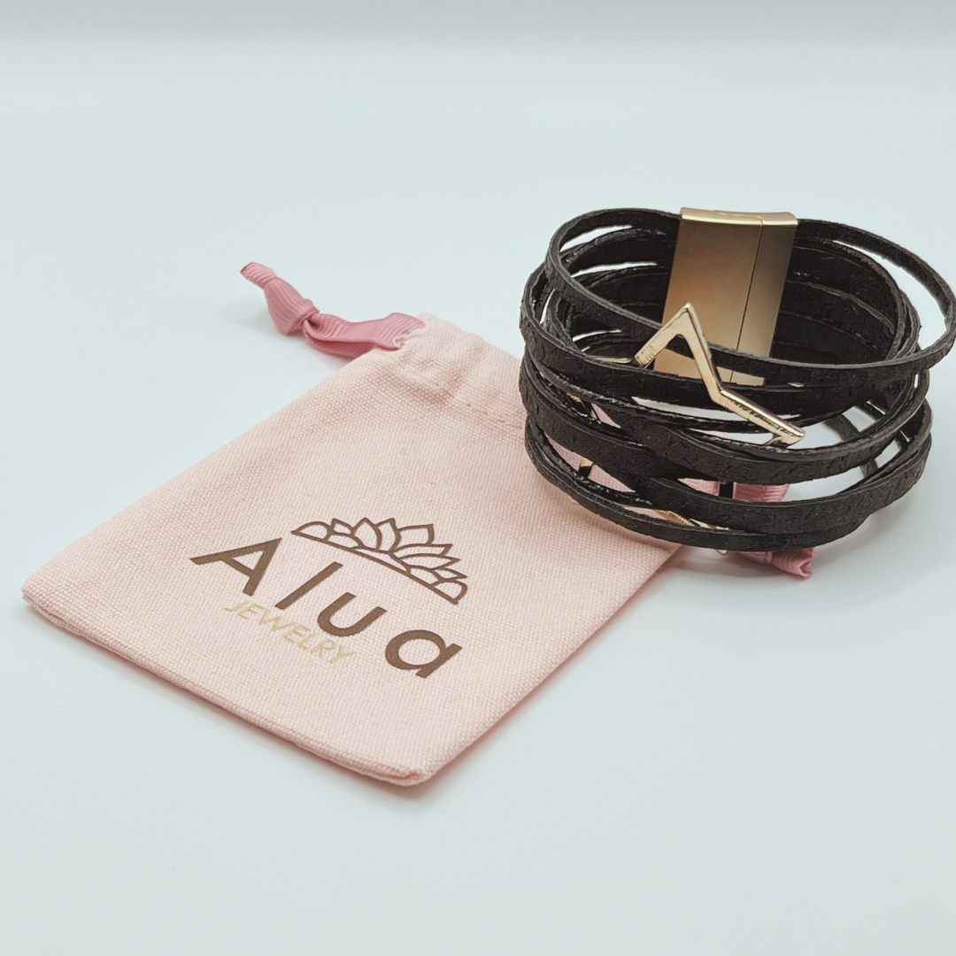 Pulsera Cuero Estrella BIG BLack