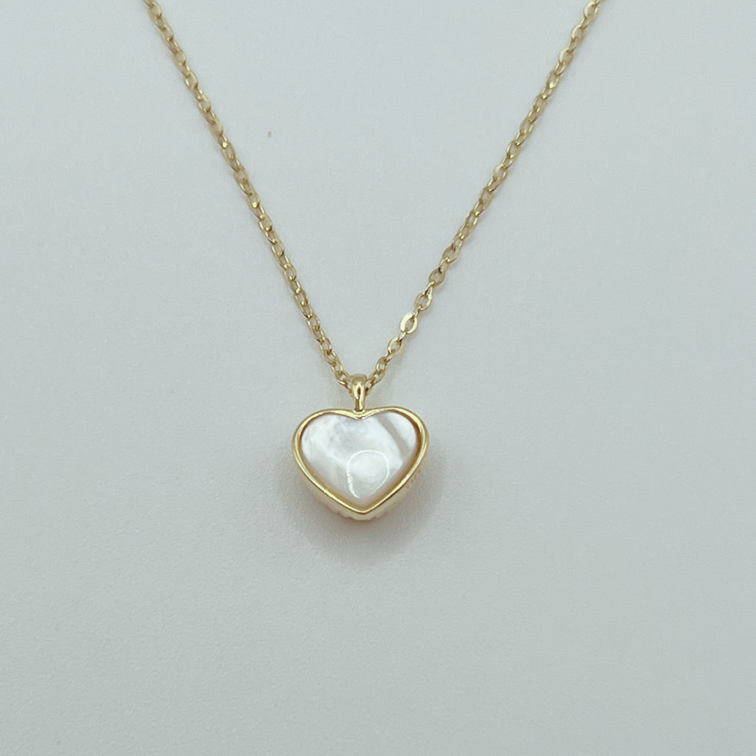 Collar Corazón Nácar Blanco