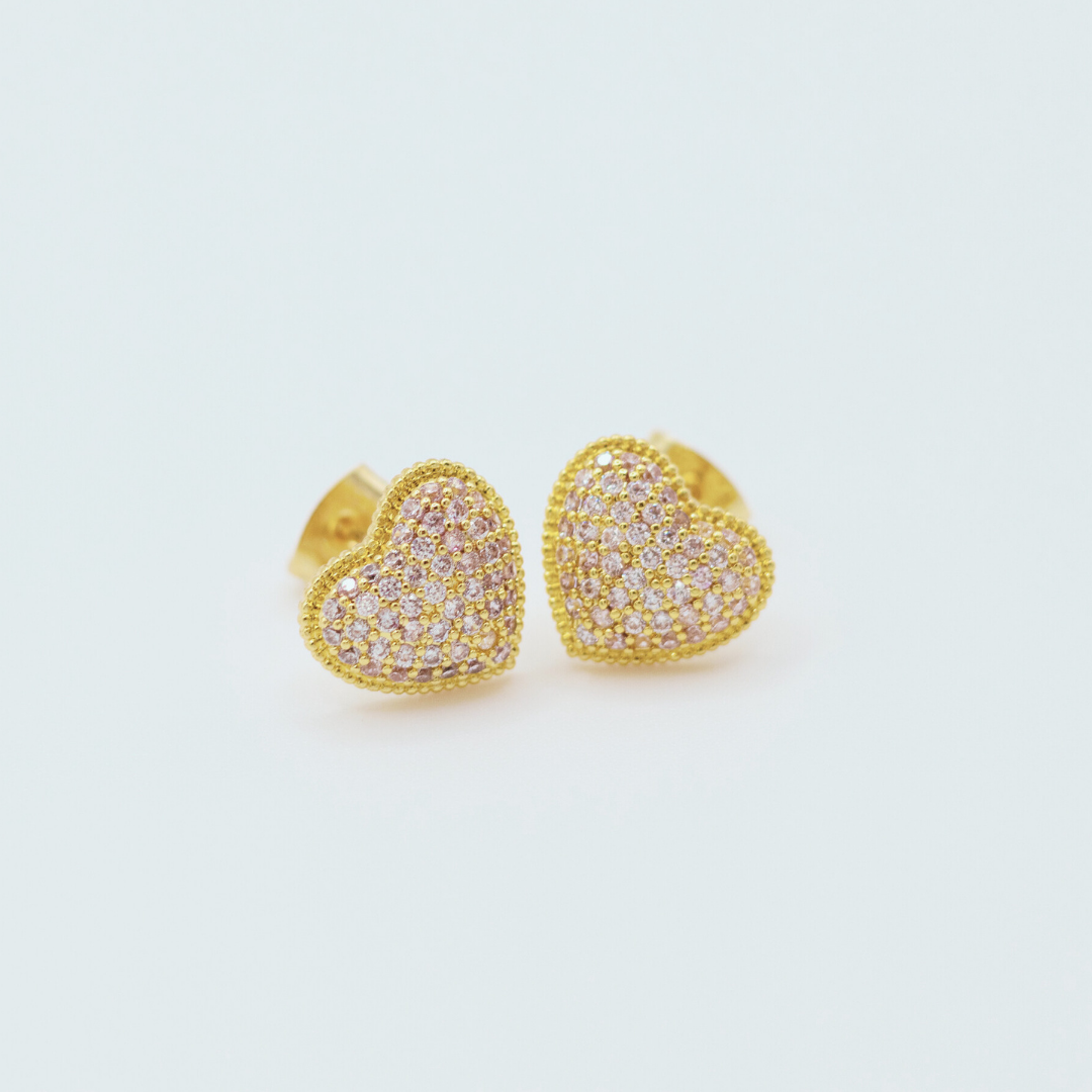 Aretes Corazón Mini con Zircones