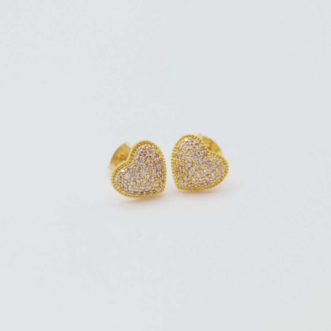 Aretes Corazón Mini con Zircones