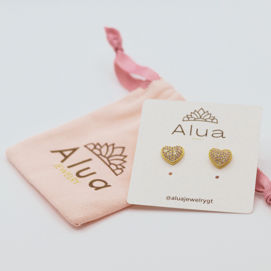 Aretes Corazón Mini con Zircones