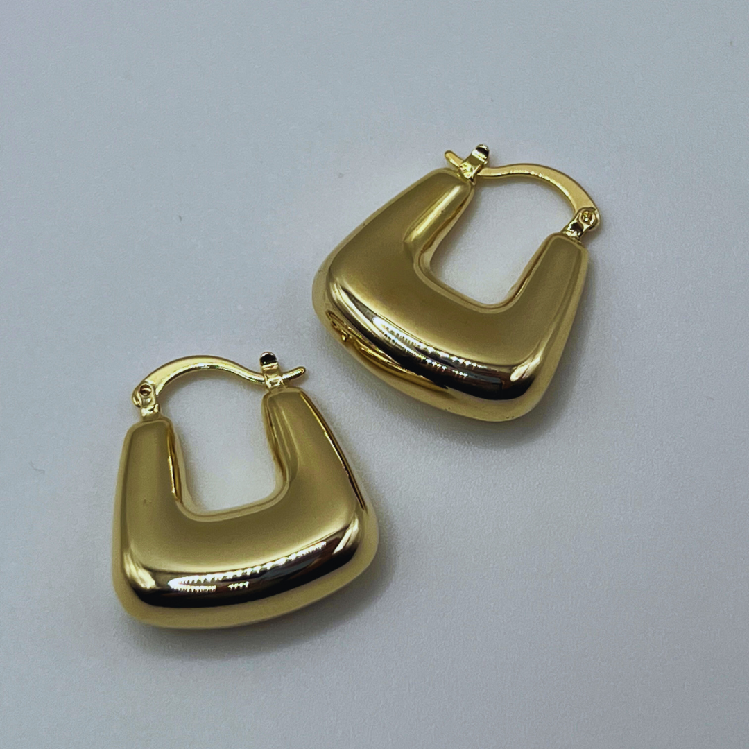 Aretes Gold Cuadrados tipo Aros