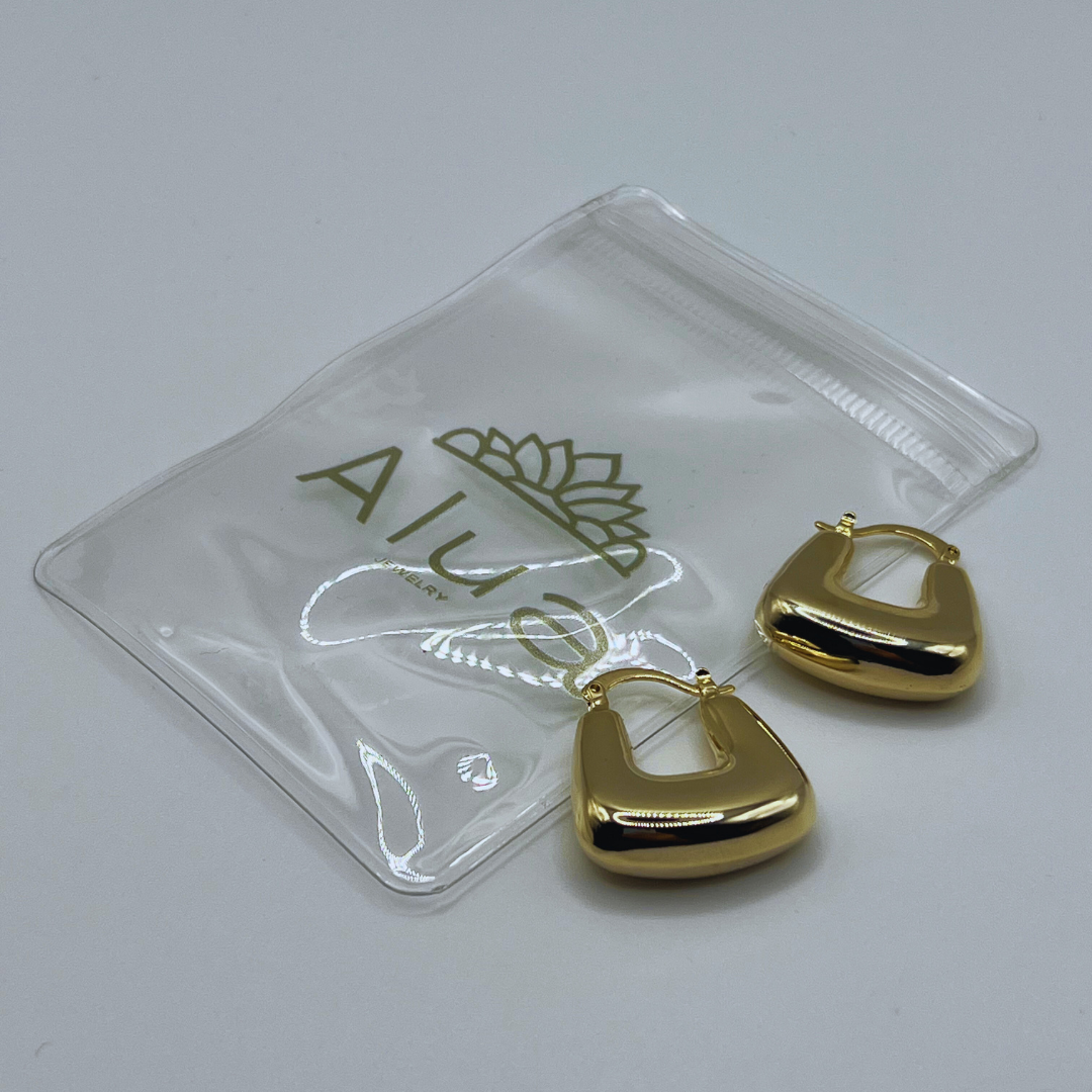 Aretes Gold Cuadrados tipo Aros