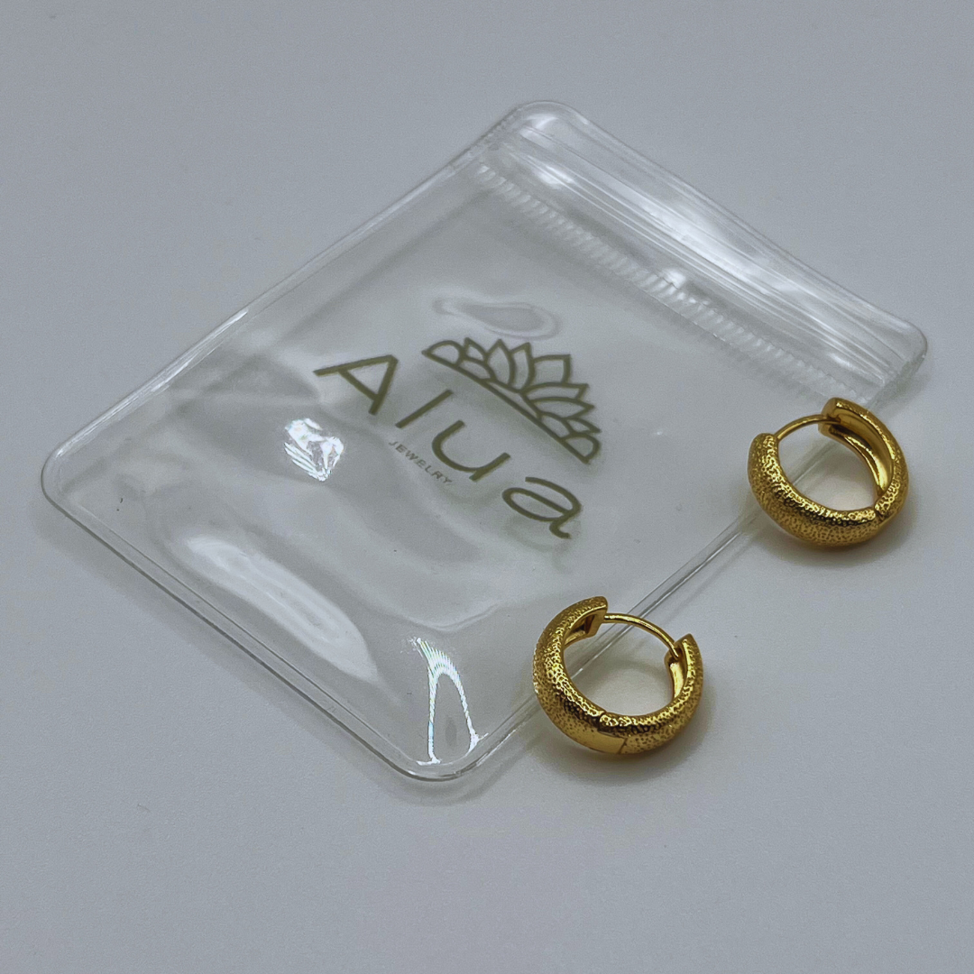 Aretes Aros Dorados texturizados