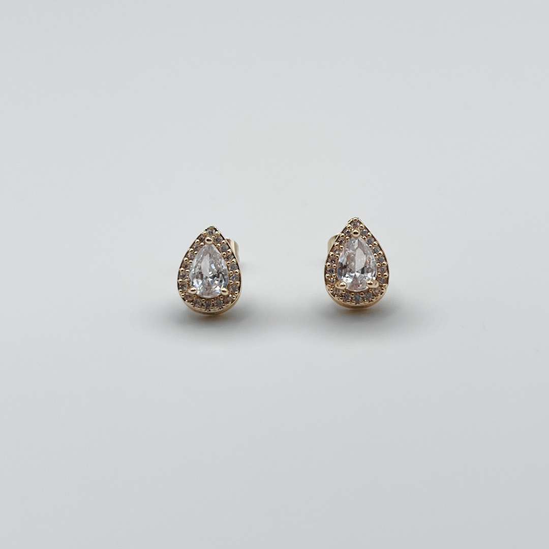 Aretes gotas zircon blanco