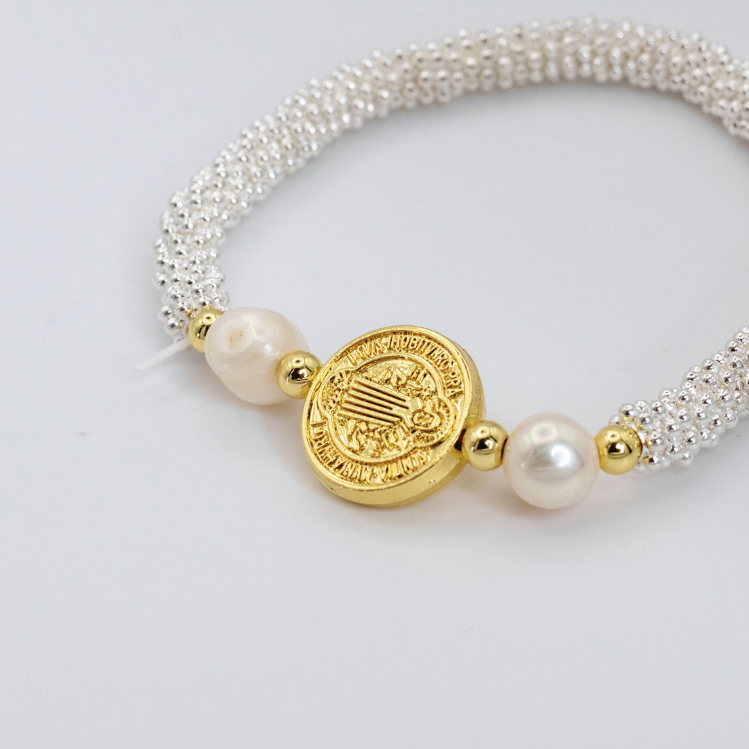 Pulsera Mini Balines Silver Medalla