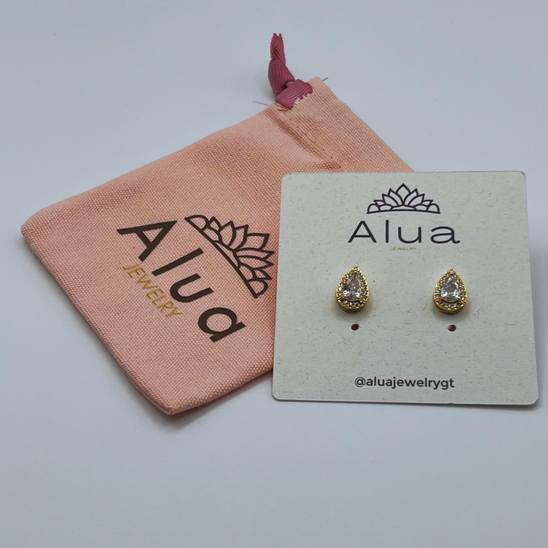 Aretes gotas zircon blanco