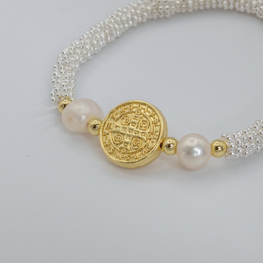 Pulsera Mini Balines Silver Medalla