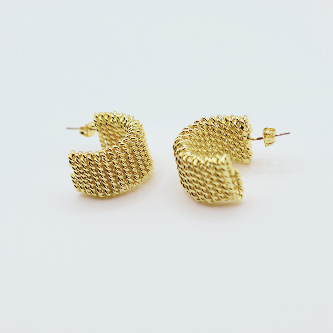 Aretes Argollas Tejida Balines