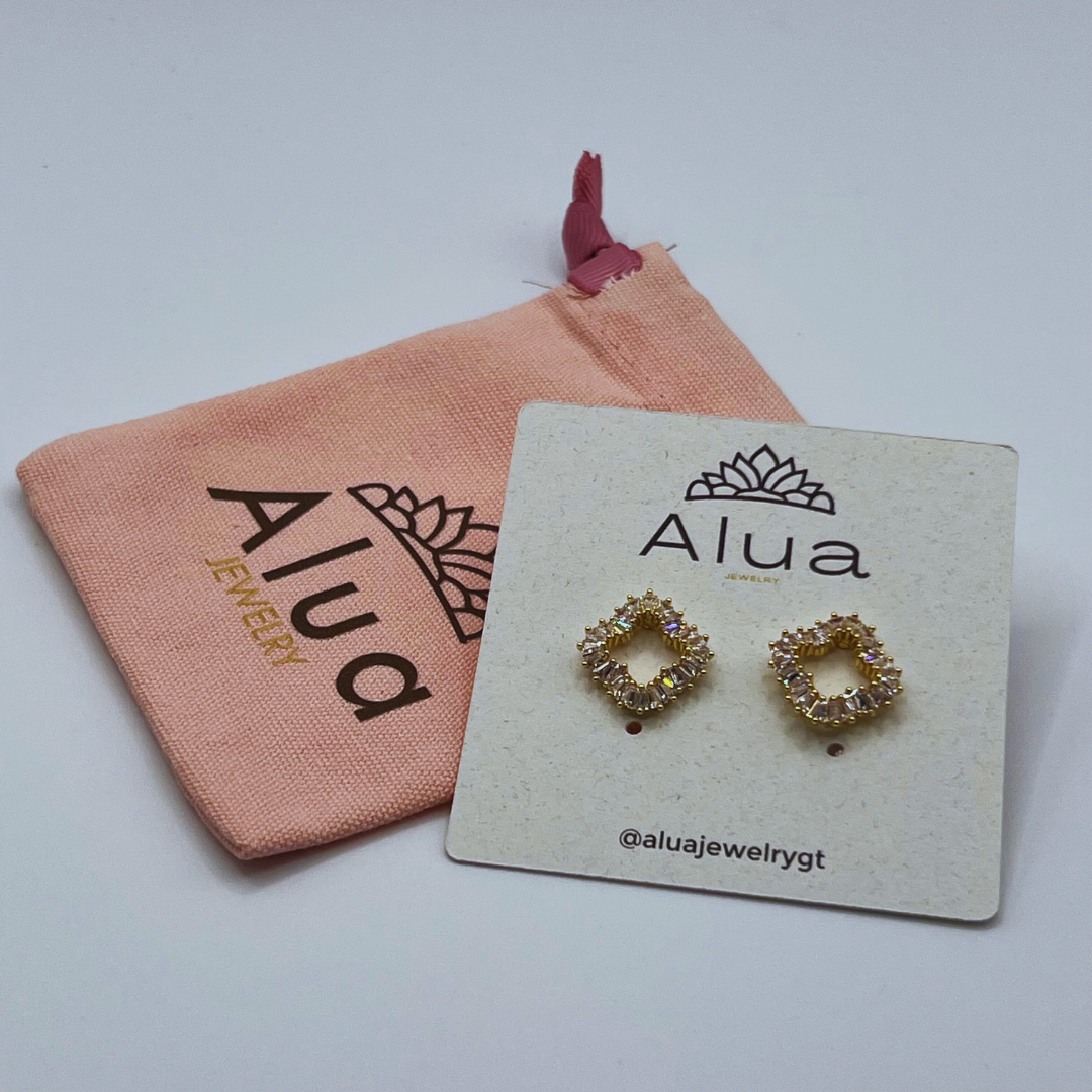 Aretes rombo con zircones