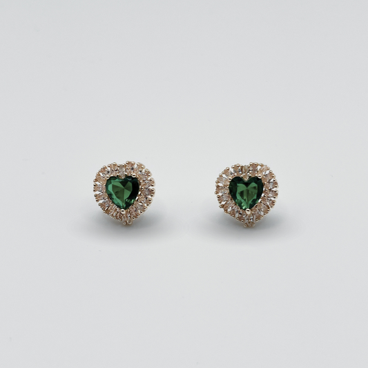 Aretes corazón maxi zircon verde