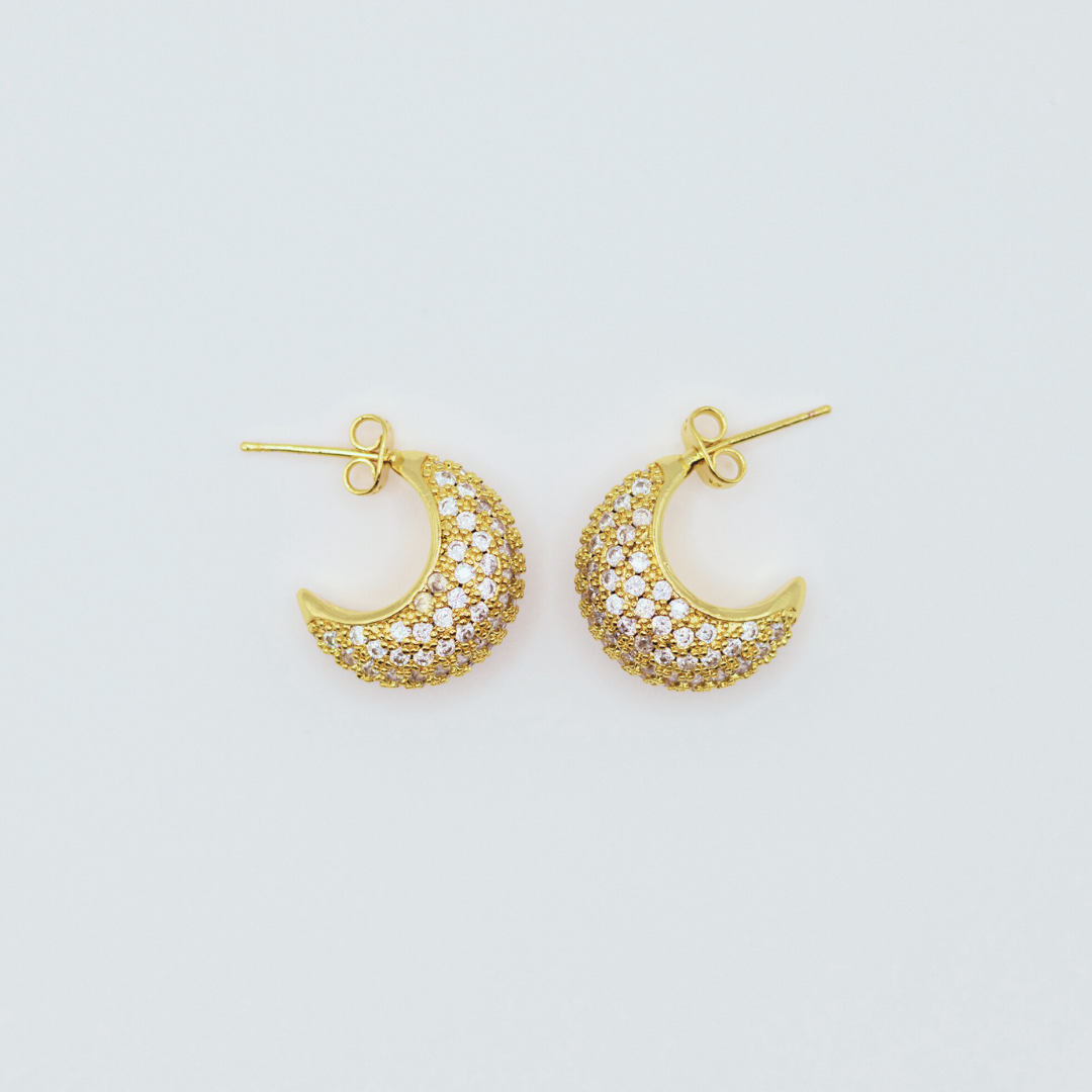 Aretes Argollas Con Zircones Doradas