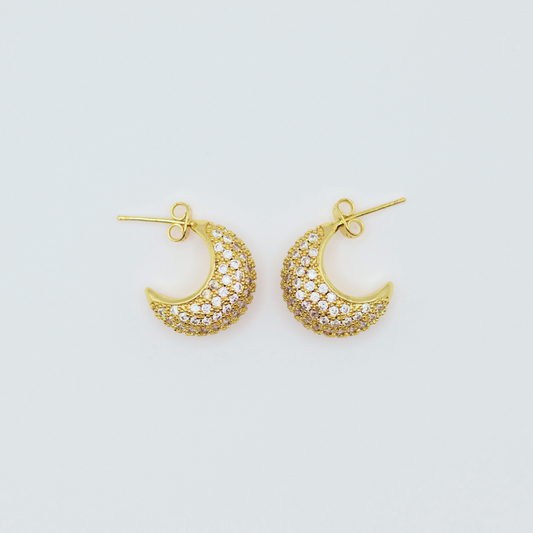 Aretes Argollas Con Zircones Doradas